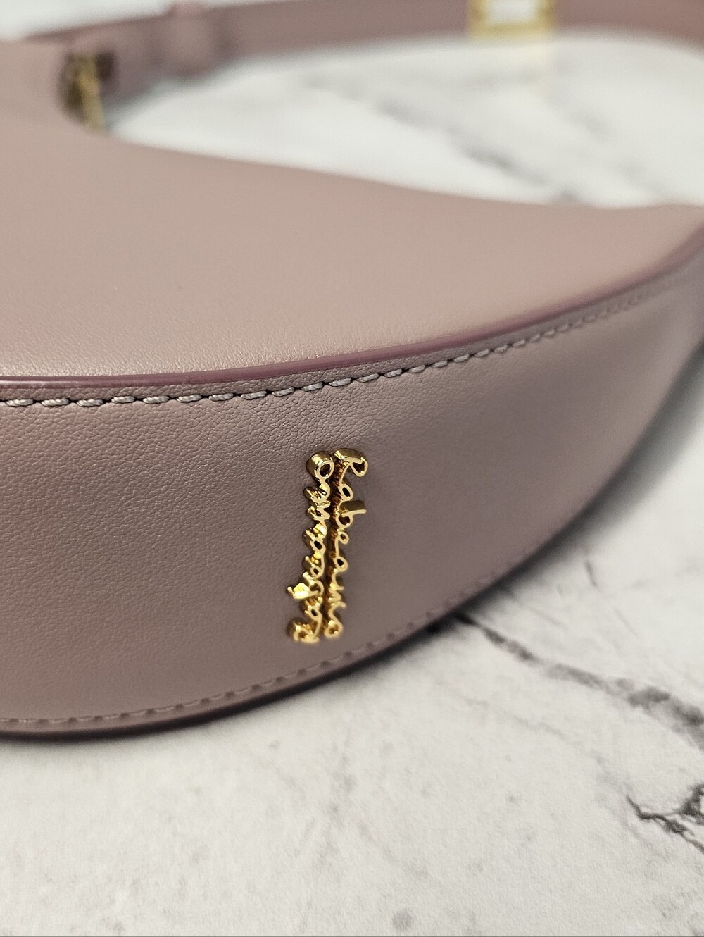Rabeanco Nina Crescent Mini Purple Pink Shoulder Bag Preowned - Picture 7 of 10